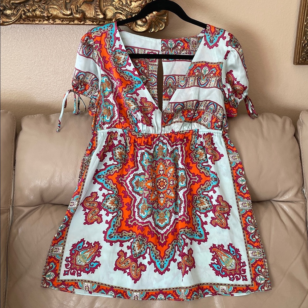 NWOT Alice & Trixie Multicolor Paisley Luxurious Silk Baby Doll Top Blouse L - Picture 2 of 12